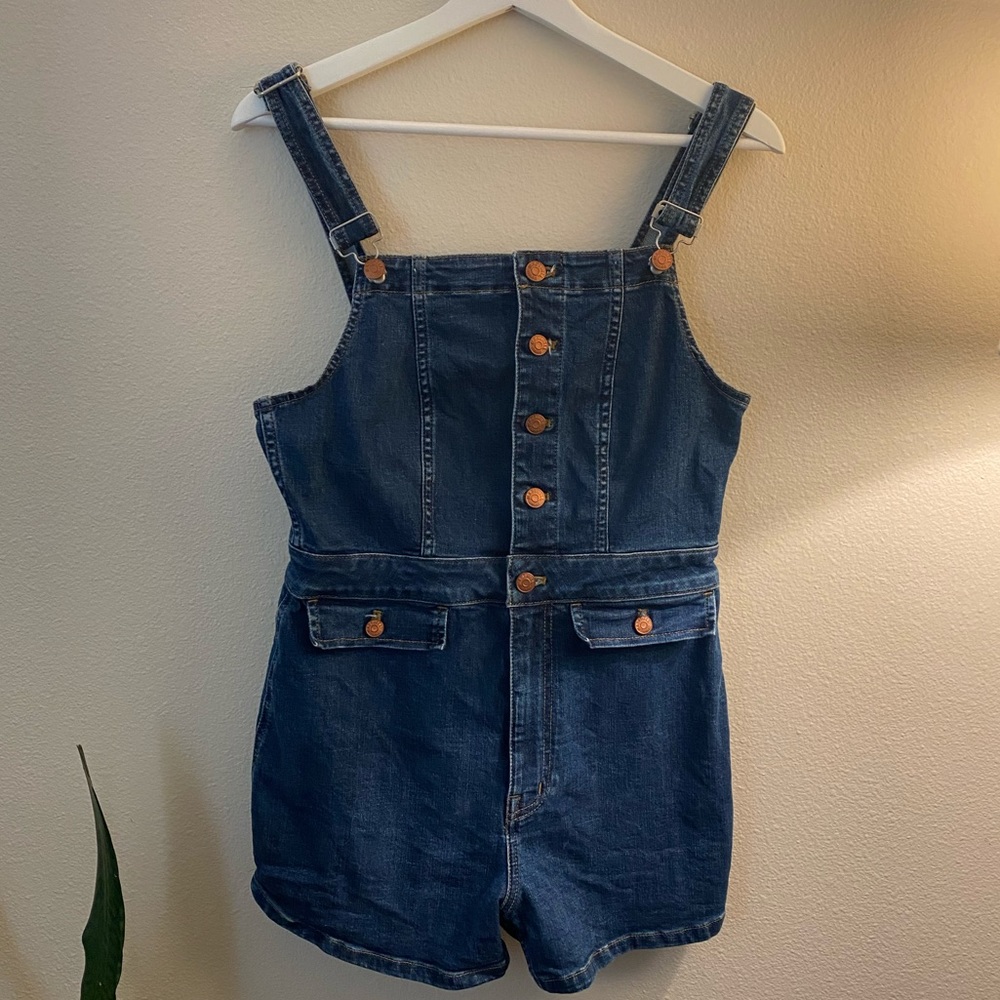 Madewell denim short overalls
